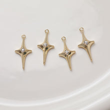 Load image into Gallery viewer, North Star Charms,  Crystal Cubic Pave Star Pendant, 18K Gold Plated, Necklace Making Star Charms, Jewelry Findings ZZ032
