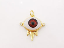 Load image into Gallery viewer, Evil Eye Charm, 18K Gold Plated Evil&#39;s Eye Pendant, 20x20mm, Bracelet Necklace Earring Making Charm, Jewelry Findings S911