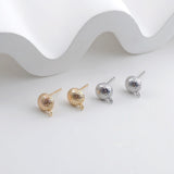 14K Gold Round Post With Loop, Frosted Surface Earrings Stud Nickel Free, S925 Silver Pin, Hypoallergenic Earring Findings ZX317