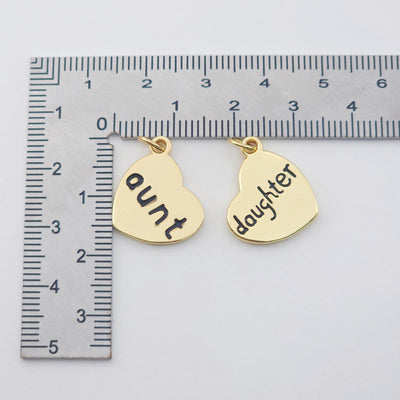 Family Members Love Pendant, Heart Charms, 18K Gold Plated Love Charms, Bracelet Necklace Making Pendants, Jewelry Findings S1146