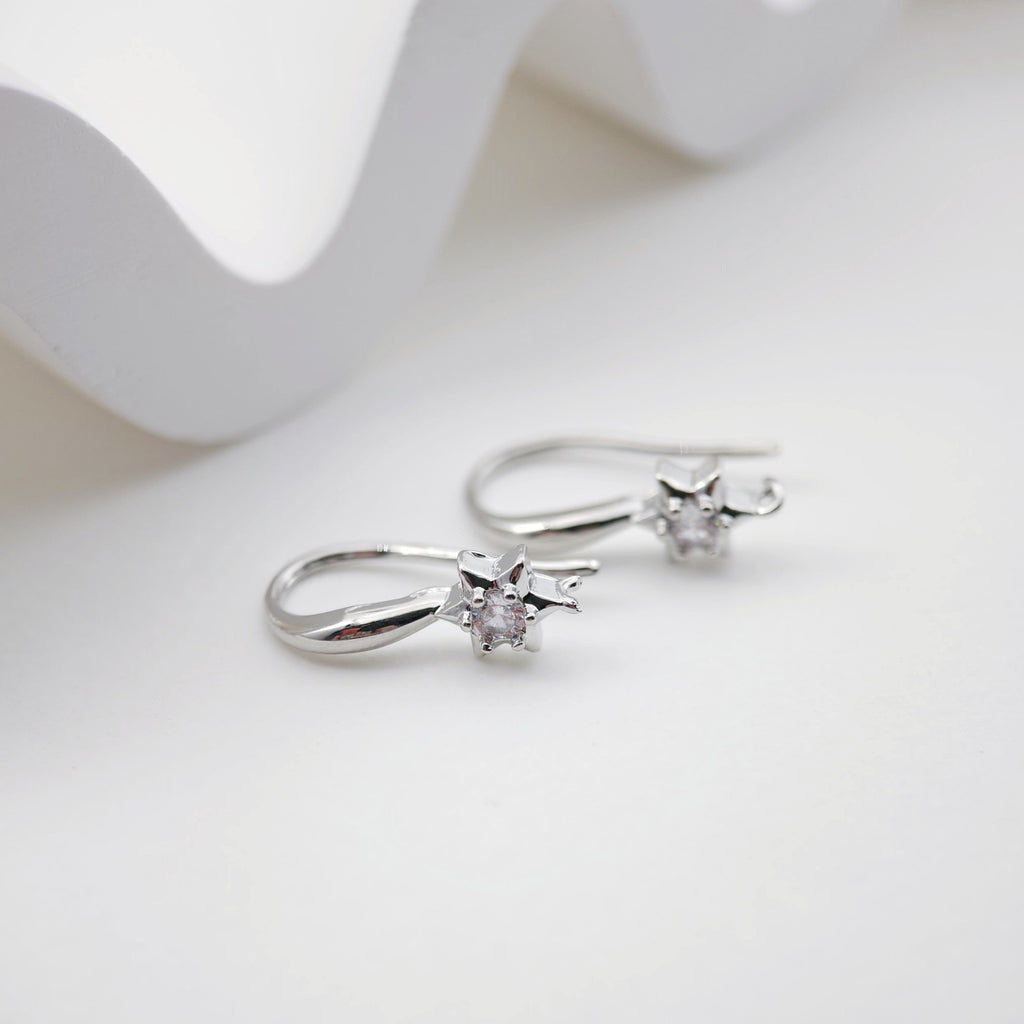 Hexagram Zircon Ear Wire Hook, Gold Plated Star Earring Hook, Hypoallergenic Hooks Earring , Handmade Earring Findings  Supplies D0092