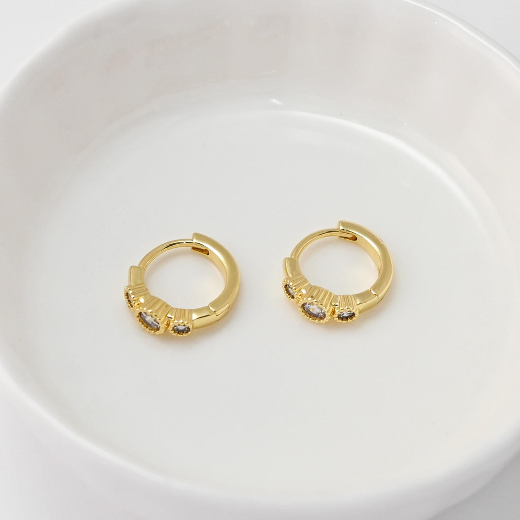 Cubic Zircon Earring Hoop, Gold Plated Huggie Hoop Earring, Leverback Earring, DIY Earring  Findings,Handmade Earring Supplies D0518-D0516