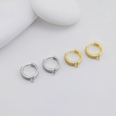 Cubic Zirconia Ear Hoops Multicolor Pave Crystal , 14.2mm, 18K Gold Plated Leverback Earrings, Huggie Hoops Earring D0557