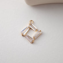 Load image into Gallery viewer, CZ Pave Rhombic Connector, Cubic Pendant, Earring Connectors, Real Gold Plated Brass Earring Charms, Jewelry Findings D0053