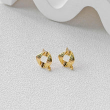 Load image into Gallery viewer, Square Earrings Post With Loop, 18K Gold Plated, Nickel Free, S925 Silver Pin, Ear Stud Hypoallergenic Earring Findings D0469