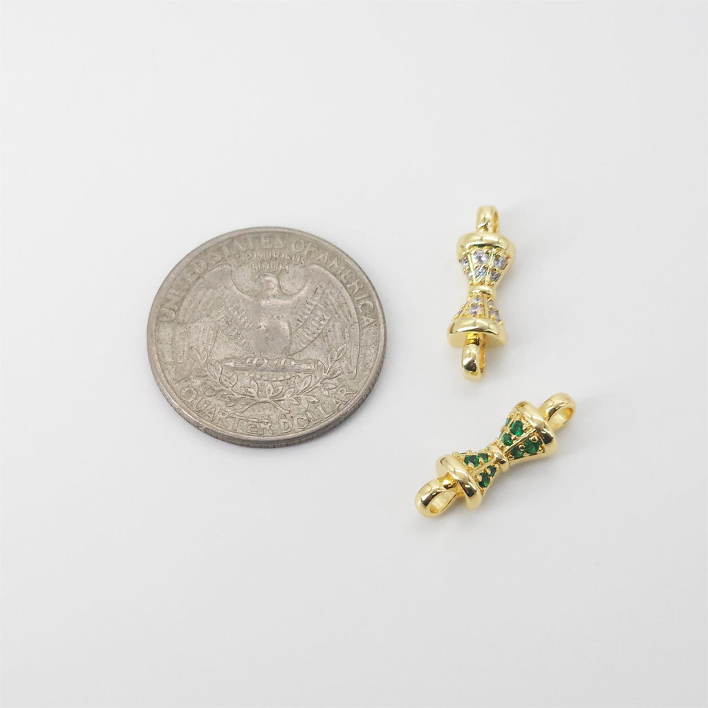 CZ Pave Boho Connector, Cubic Zircon Crystal Pendant, Bracelet Necklace Pendant, 14K Real Gold Plated, Jewelry Findings S20834