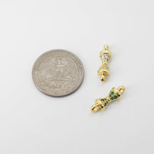 Load image into Gallery viewer, CZ Pave Boho Connector, Cubic Zircon Crystal Pendant, Bracelet Necklace Pendant, 14K Real Gold Plated, Jewelry Findings S20834