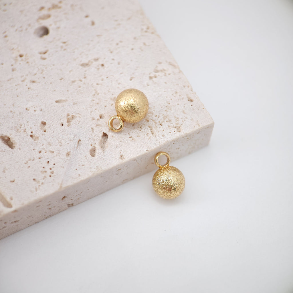 10PCS Gold Ball Charms, 18K Gold Plated Ball Charms, Round Ball Pendant,  Necklace Charms, Jewelry Findings S333