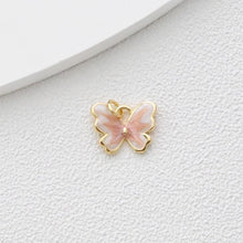 Load image into Gallery viewer, Enamel Butterfly Dangle Pendants, 18K Gold Plated Enamel Butterfly Pendant, Earring Making Charm, Jewelry Findings S1367