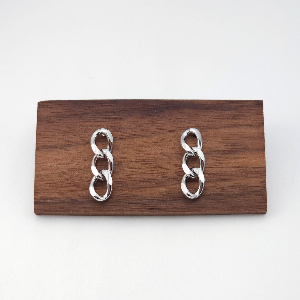 Gold Link Chain Earring Post, Chain Stud Earring Nickel Free, 18K Gold/Silver, Hypoallergenic Earring Findings ZX188