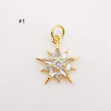 Load image into Gallery viewer, Star Charms,  Crystal Cubic Pave Star Pendant, 18K Gold Plated, Necklace Making Star Charms, Jewelry Findings S356