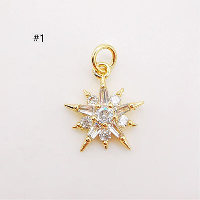 Star Charms,  Crystal Cubic Pave Star Pendant, 18K Gold Plated, Necklace Making Star Charms, Jewelry Findings S356