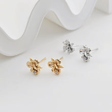 Load image into Gallery viewer, Flower Earring Post, 18K Real Gold Plated Brass Stud Earring With Loop, CZ Pave, Nickel Free, Earring Finding ZX293