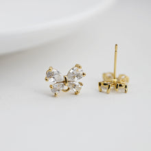 Load image into Gallery viewer, Butterfly Pave Crystal Earring Post, Gold Plated, S925 Silver Pin Nickel Free Earrings, Hypoallergenic Earring D0222