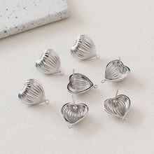 Load image into Gallery viewer, Gold Heart Earring Post, 14K Gold/Silver Nickel Free Earrings, S925 Silver Ear Pins, 20mm, Heart Shape Ear Stud with Loop BB035