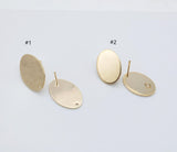 10pcs Oval Post With Loop,  18K Gold Stud Earring Nickel Free, Hypoallergenic Earring Findings ZX107