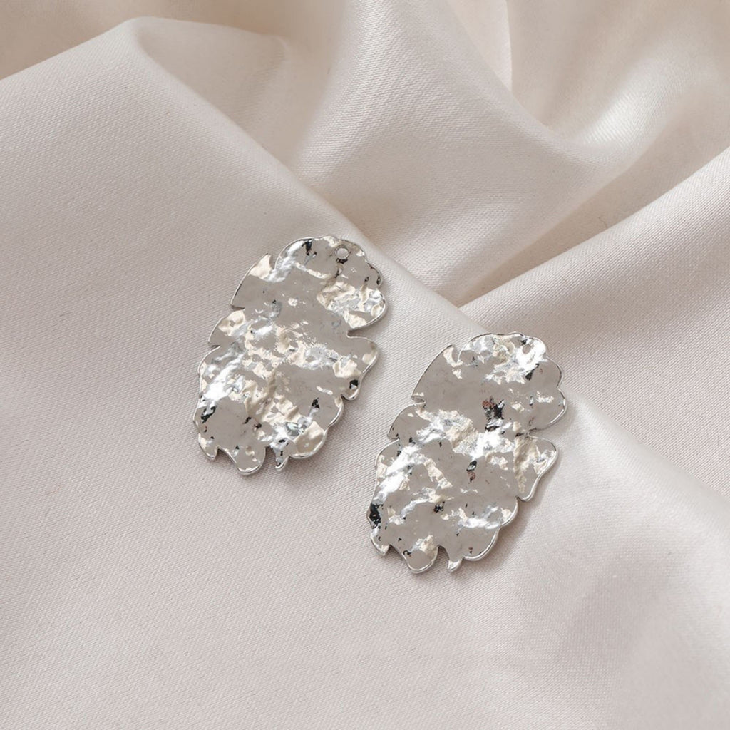 Irregular Hammered Oval Shape Pendant, Gold, Matte Gold, Silver Charm, Jewelry Making Findings JG020