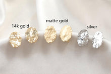 Load image into Gallery viewer, Hammered Ear Post With Loop, Oval Shape, S925 Silver Ear Pin Nickel Free, Gold Ear Stud, Hypoallergenic Earring Findings G009-ZX7002