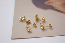 Load image into Gallery viewer, Rectangle Ear Post with Loops, Nickel Free, Micro CZ Pave, 18K Gold Plated Stud Earring Finding BB031-F237