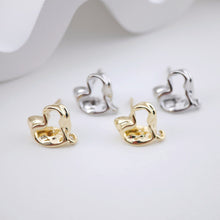 Load image into Gallery viewer, Irregular Heart Shape Post Earrings, Gold Earring Post with Loop, Hypoallergenic, Earring Findings, Handmade Earring Supplies D0046