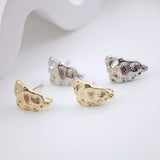 Irregular Hammered Post Earrings, Gold Earring Post with Loop, Hypoallergenic, Earring Findings, Handmade Earring Supplies D0048