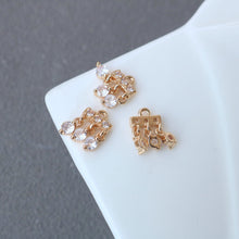 Load image into Gallery viewer, 10pcs Flower Charm, Cubic Zircon Bow Pendant, Drop CZ Earring Charms,  Real Gold Plated Brass Earring Charms, Jewelry Findings HL096-F110