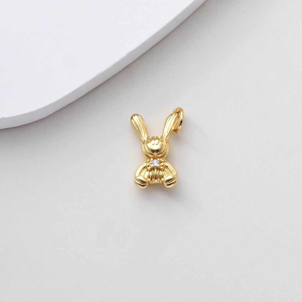 Bear/Rabbit Pendant, CZ Pave Charms, 18K Gold Plated Animals Charms, For Bracelet And Necklace Making, Jewelry Findings S1377