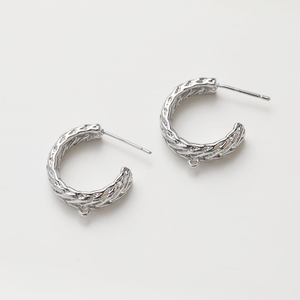 Pendientes de botón en forma de C, chapados en oro de 14 quilates y plata de ley 925, sin níquel, hipoalergénicos, JG044-D0360