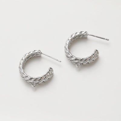 Pendientes de botón en forma de C, chapados en oro de 14 quilates y plata de ley 925, sin níquel, hipoalergénicos, JG044-D0360