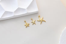 Load image into Gallery viewer, Starfish Charm, Gold Marine Life Pendant, 18k Gold Plated Brass, Necklace Making, Jewelry Findings S1318