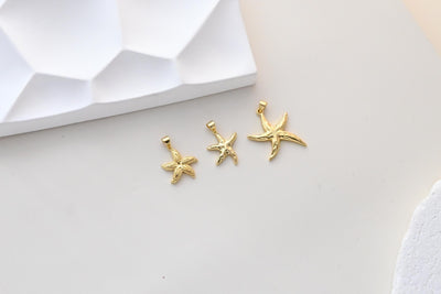 Starfish Charm, Gold Marine Life Pendant, 18k Gold Plated Brass, Necklace Making, Jewelry Findings S1318