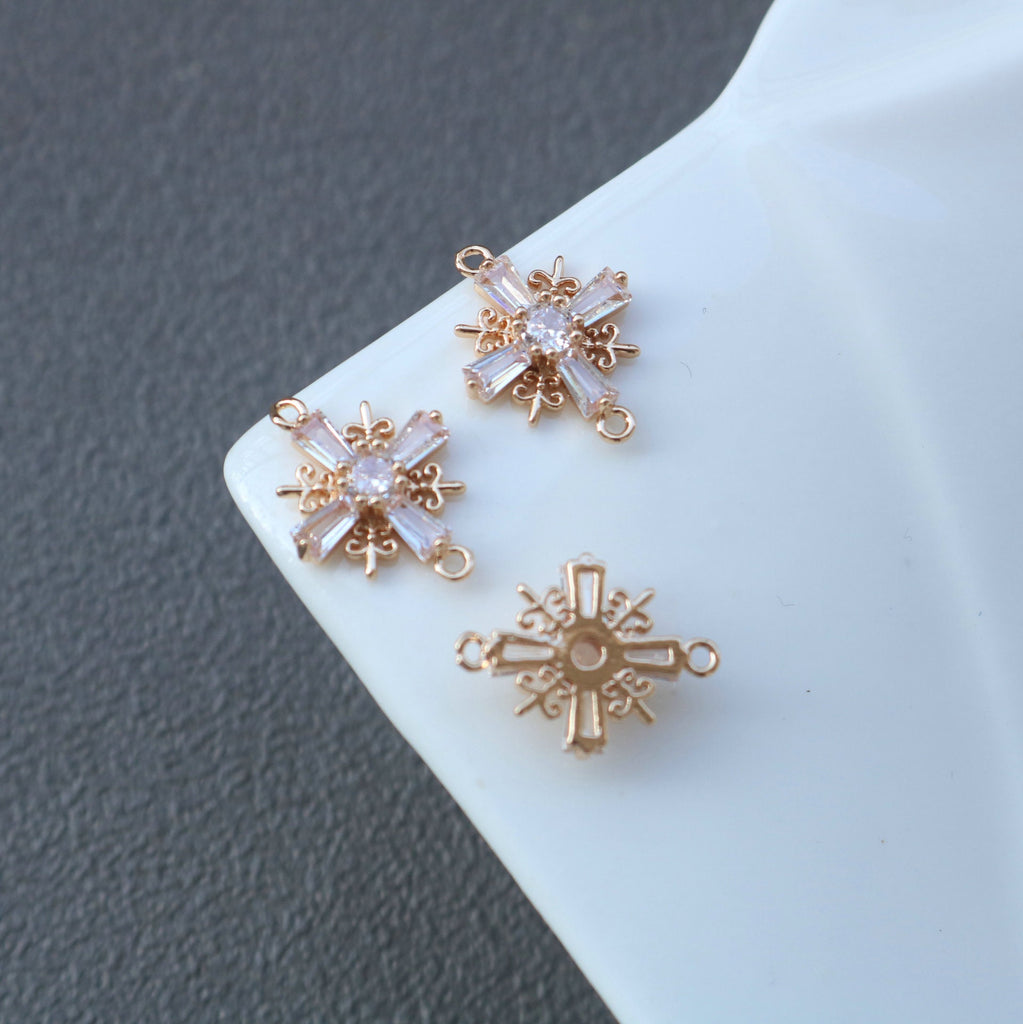 CZ Multishape Connector, Cubic Zircon Crystal Pendant, CZ Earring Charms, Gold Plated Brass Earring Charms, Jewelry Findings HL017-F191