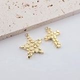 Star Charms,  Cross Charm, 18K Gold Star Pendant, 18K Gold Plated, Necklace Making Star Charms, Jewelry Findings S1269