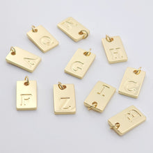 Load image into Gallery viewer, Alphabet Letter Card Charm, Rectangular Pendant, 18K Gold Plated Initial Pendant, Necklace Bracelet Earring Making S1150