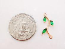 Load image into Gallery viewer, CZ Pave Leaf Connector, Cubic Zircon Crystal Leaf Pendant, Bracelet Necklace Pendant, 14K Gold Plated Charm, Jewelry Findings B027-ZX7034
