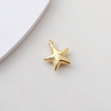 Load image into Gallery viewer, 3D Star Charms, Heart Charms, Pentagram Pendant, 18K Gold/Silver Plated, Necklace And Earring Making Charms, Jewelry Findings S1385