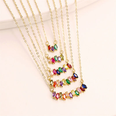 Rainbow Cubic Tennis Connector, 4mm CZ, 18K Gold Plated CZ Pave Tennis Pendant, Bracelet Making Charm, Jewelry Findings S20540