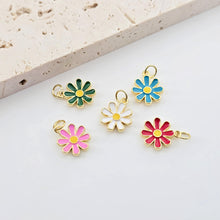 Load image into Gallery viewer, Petite Enamel Flower Charms, 18K Gold Plated Pendant,  Necklace Earring Charms, Jewelry Making Findings S1267