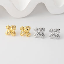 Load image into Gallery viewer, Pleated Flower Earrings Post With Loop, 18K Gold Plated, Nickel Free, S925 Silver Pin, Ear Stud Hypoallergenic Earring Findings D0447
