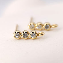 Load image into Gallery viewer, Tiny Ear Post with Loops, S925 Silver Ear Pin Nickel Free, Micro CZ Pave, 13.2*3.5mm, 18K Gold Plated Stud Earring Finding S1193