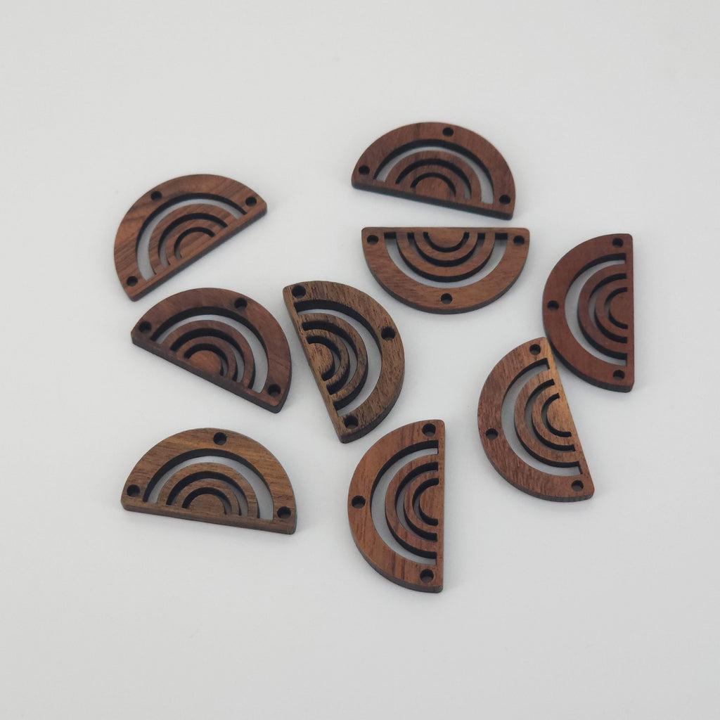 10PCS Half Round Shape Wood Charms, Multihole Wooden Pendant, Reclaimed Walnut Wood, Geometric Statement Wood Earrings Diy Ideas JT970