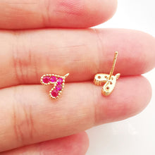 Load image into Gallery viewer, 10PCS Cubic Heart Earring Post, Dainty 14K Gold Plated Brass Stud Earring With Loop, S925 Silver Ear Pin,Ear Post,Earring Finding Z056/bb012