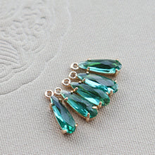 Load image into Gallery viewer, 10pcs- Crystal Long Teardrop Charms, 10 colors You Choose, 14K Gold Plated Teardrop Pendant, 4*12mm, Jewelry Findings JY081-F235