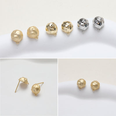 Stone Ear Post With Loop, S925 Silver Ear Pin Nickel Free Earrings, Gold/Silver/Matte Gold  Earring Findings GZ258-D0426