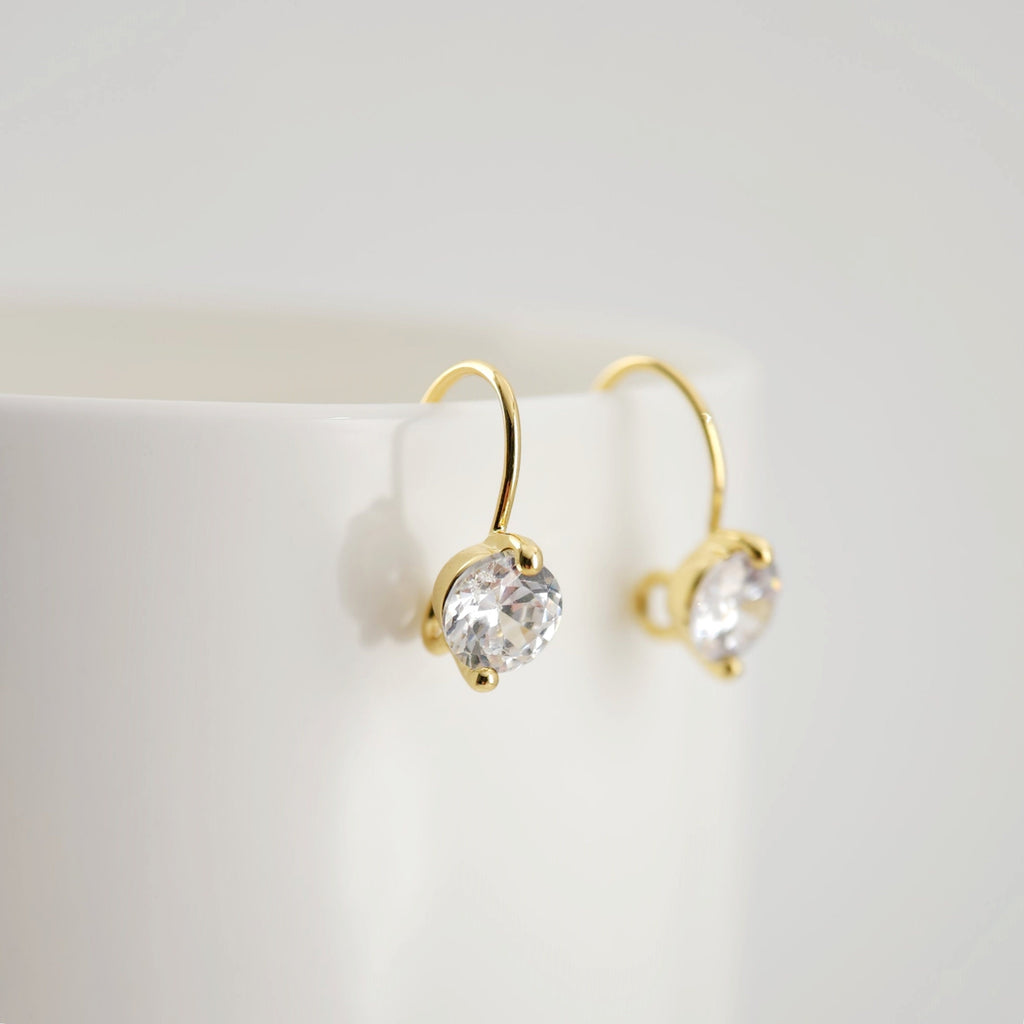 Alambres para pendientes chapados en oro de 18 quilates, ganchos redondos con pavé cúbico, sin níquel, ganchos para pez, alambres para bisutería D0170