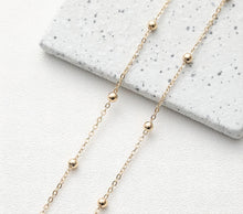 Load image into Gallery viewer, 14K Gold Beads Oval Chain, 1mm, 1.5mm, 2mm in Flat, Necklace Link Chain, Unfinished Chain, Hypoallergenic, Necklace Making Findings GT008