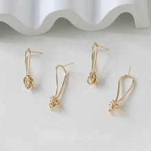 Cargar imagen en el visor de la galería, Pendiente de nudo dorado, pasador de plata S925, pendientes sin níquel, pendiente de botón de 18 quilates, accesorios para pendientes con nudo GE037