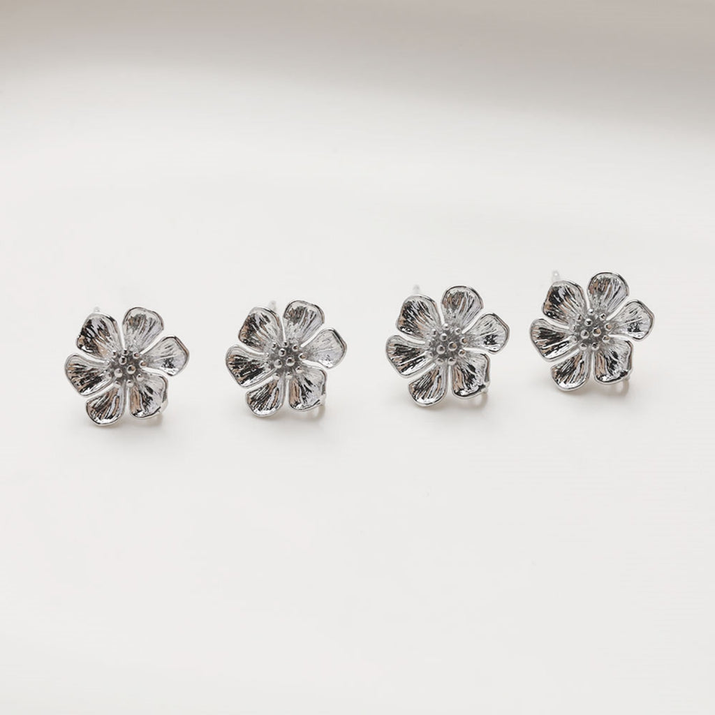 Pendientes de aro con forma de flor y aro, de plata S925, sin níquel, de oro y plata, hipoalergénicos, JG072