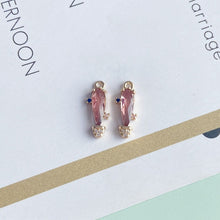 Load image into Gallery viewer, 10pcs- Crystal Long Cactus Teardrop Charms, 8 colors You Choose, 14K Gold Plated Teardrop Pendant, Jewelry Findings MY049-F069