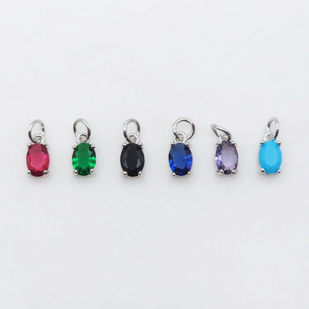 Crystal Tiny Oval Charms, 9 Color Crystal You Choose, 18K Gold/Silver Plated Oval Pendant, Jewelry Findings S20529